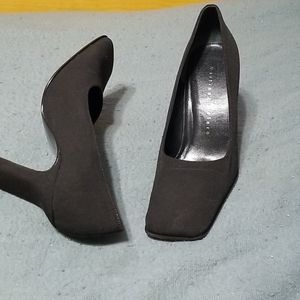 Dk brown Silk Linen Heels